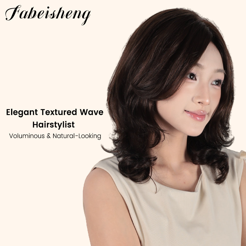 FBS Simulated Scalp Partial Bangs Clavicle Curly Hair Mid-length Wig