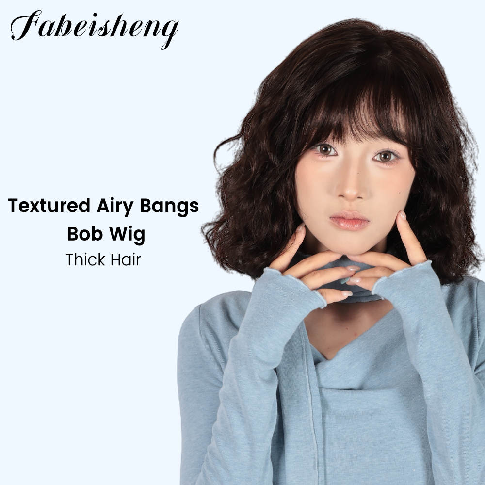 FBS Simulated Scalp Natural Bangs curly BOB Wig