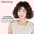 FBS Simulated Scalp Natural Bangs Curly Hair Light Brown Wig