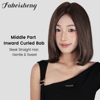 FBS Simulated Scalp Middle Part Collarbone Curld BOB Wig
