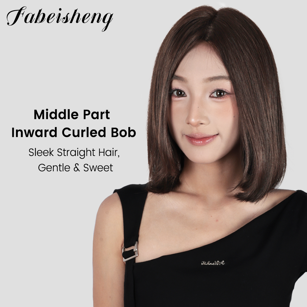 FBS Simulated Scalp Middle Part Collarbone Curld BOB Wig