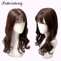 FBS Simulated Scalp Dark Brown Hair franch Curls Bangs Wig