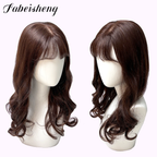 FBS Simulated Scalp Dark Brown Hair franch Curls Bangs Wig