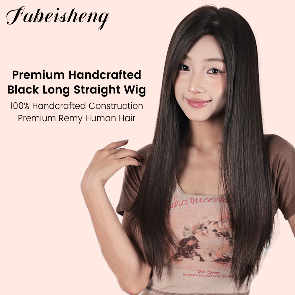 FBS Simulated Scalp Partial Bangs Clavicle natural straight Hair Waist-length Wig