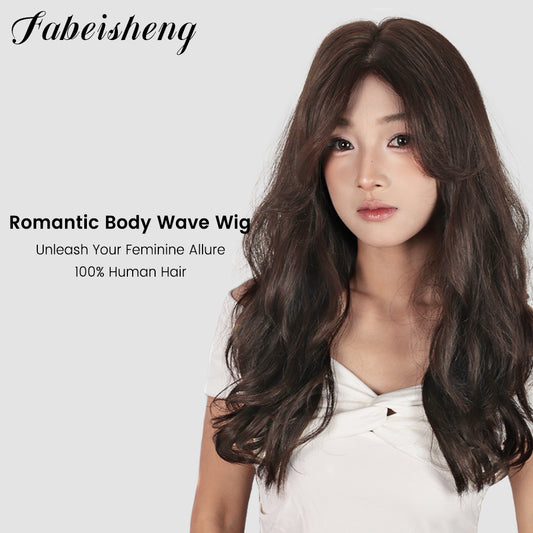 FBS Dark Brown Wavy Hair Middle Part Wig