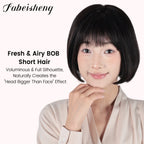 FBS Simulated Scalp Blunt Bangs Sleek BOB wig