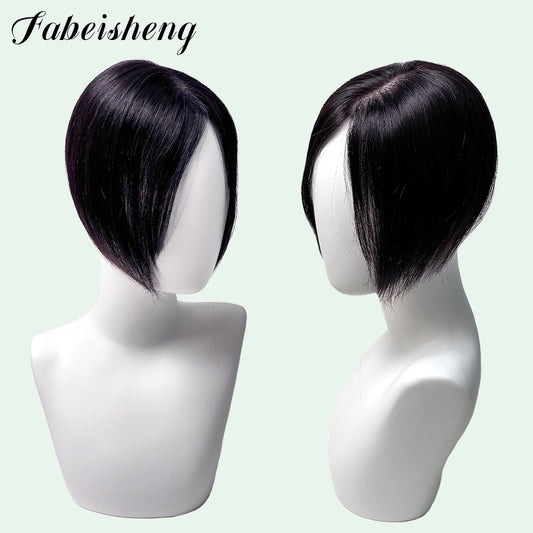 FBS Natural Color Straight Hair Side Bangs Lace Topper