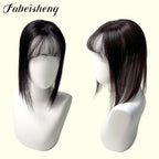 FBS Natural Black Color Straight Hair Air Bangs Lace Topper