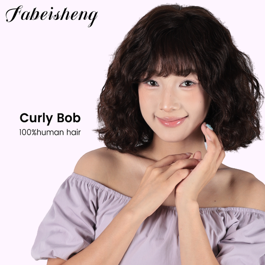 FBS Simulated Scalp  Curly Bob Fringe BOB Wig