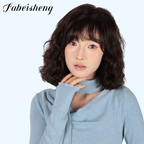 FBS Simulated Scalp Natural Bangs curly BOB Wig