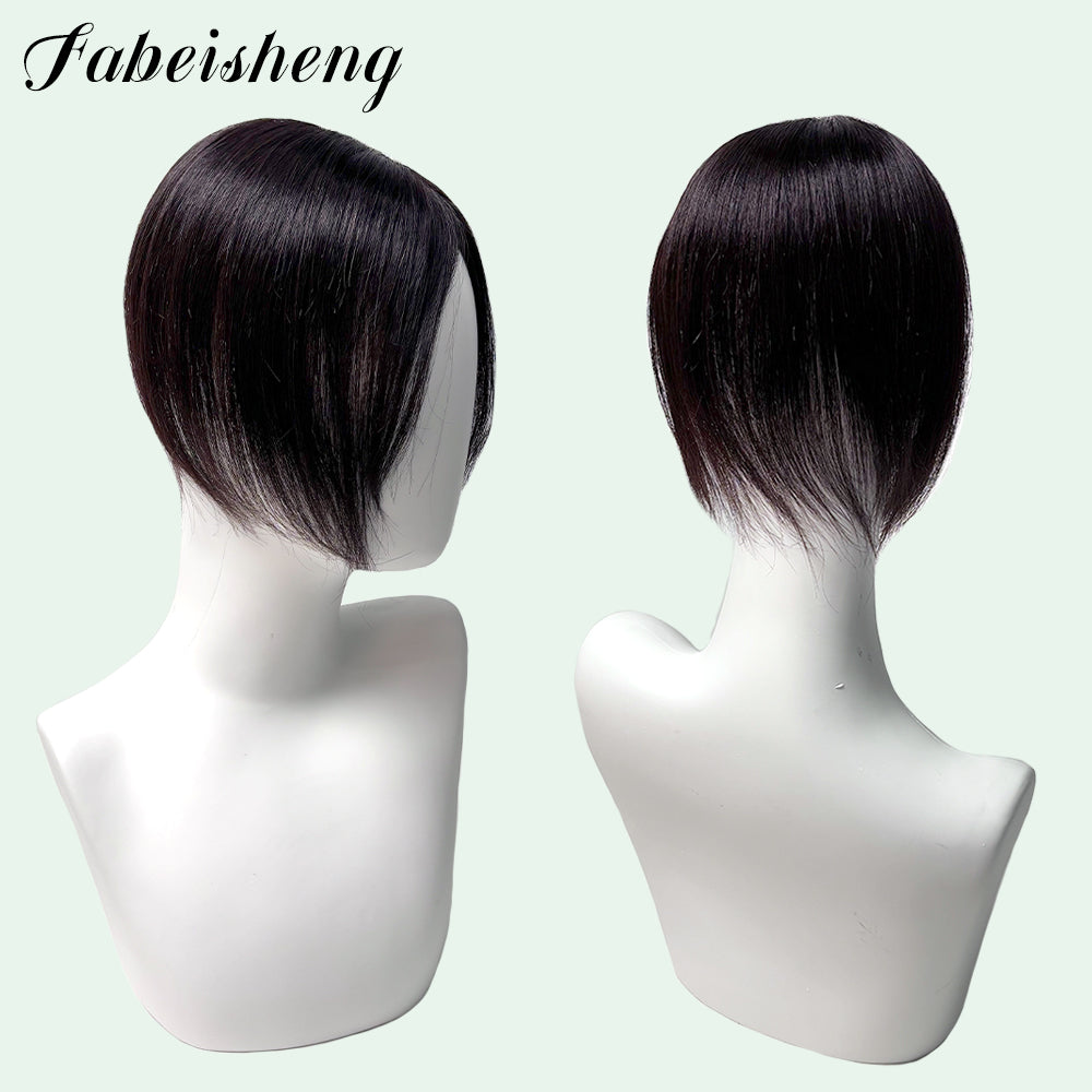 FBS Natural Color Straight Hair Side Bangs Lace Topper