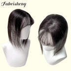 FBS Natural Black Color Straight Hair Air Bangs Lace Topper