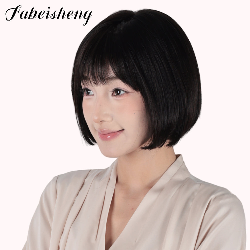FBS Simulated Scalp Blunt Bangs Sleek BOB wig