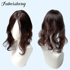 FBS Simulated Scalp Natural Color Partial Bangs Clavicle Wavy Hair Topper