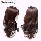FBS Simulated Scalp Dark Brown Hair franch Curls Bangs Wig