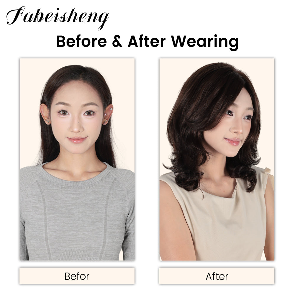 FBS Simulated Scalp Partial Bangs Clavicle Curly Hair Mid-length Wig