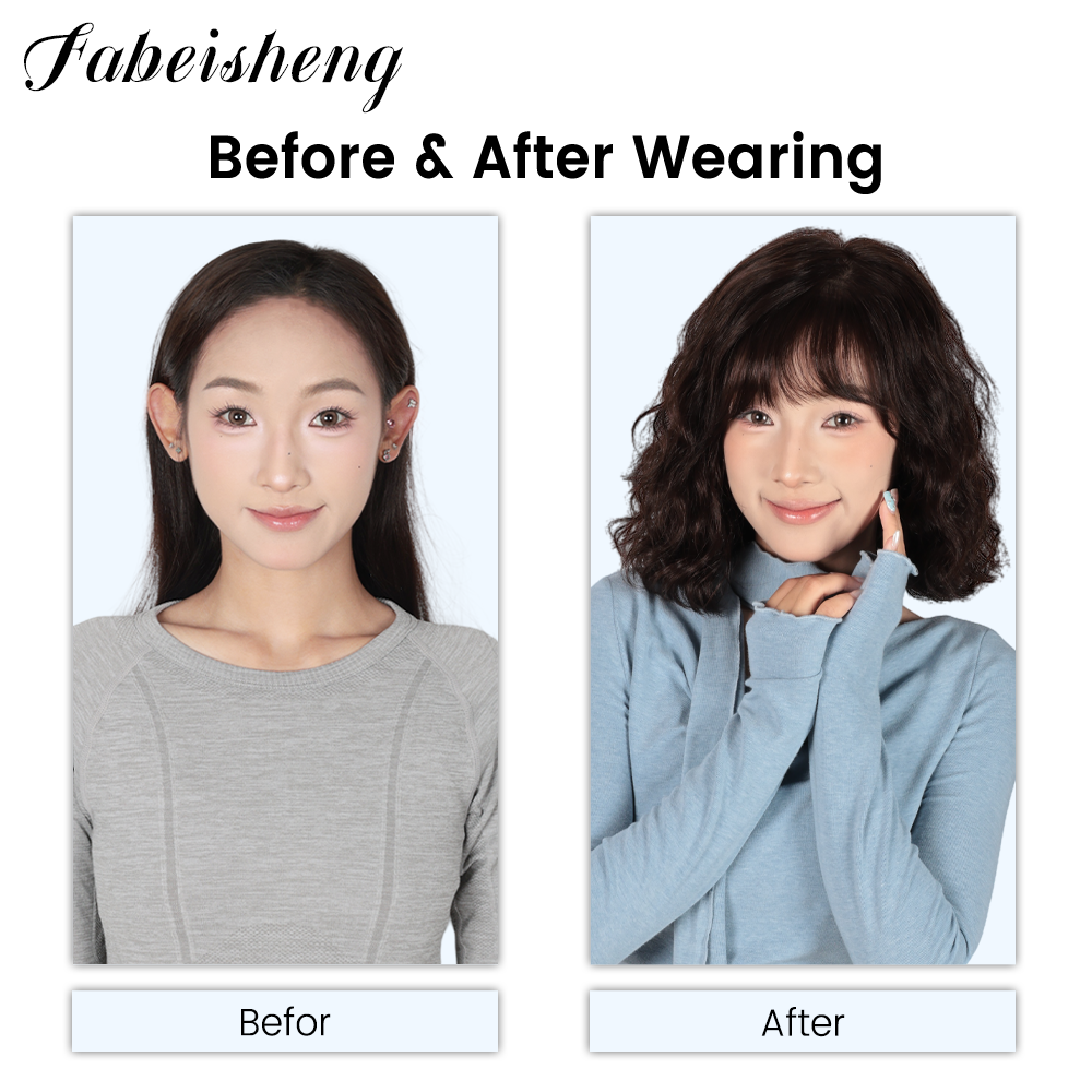 FBS Simulated Scalp Natural Bangs curly BOB Wig