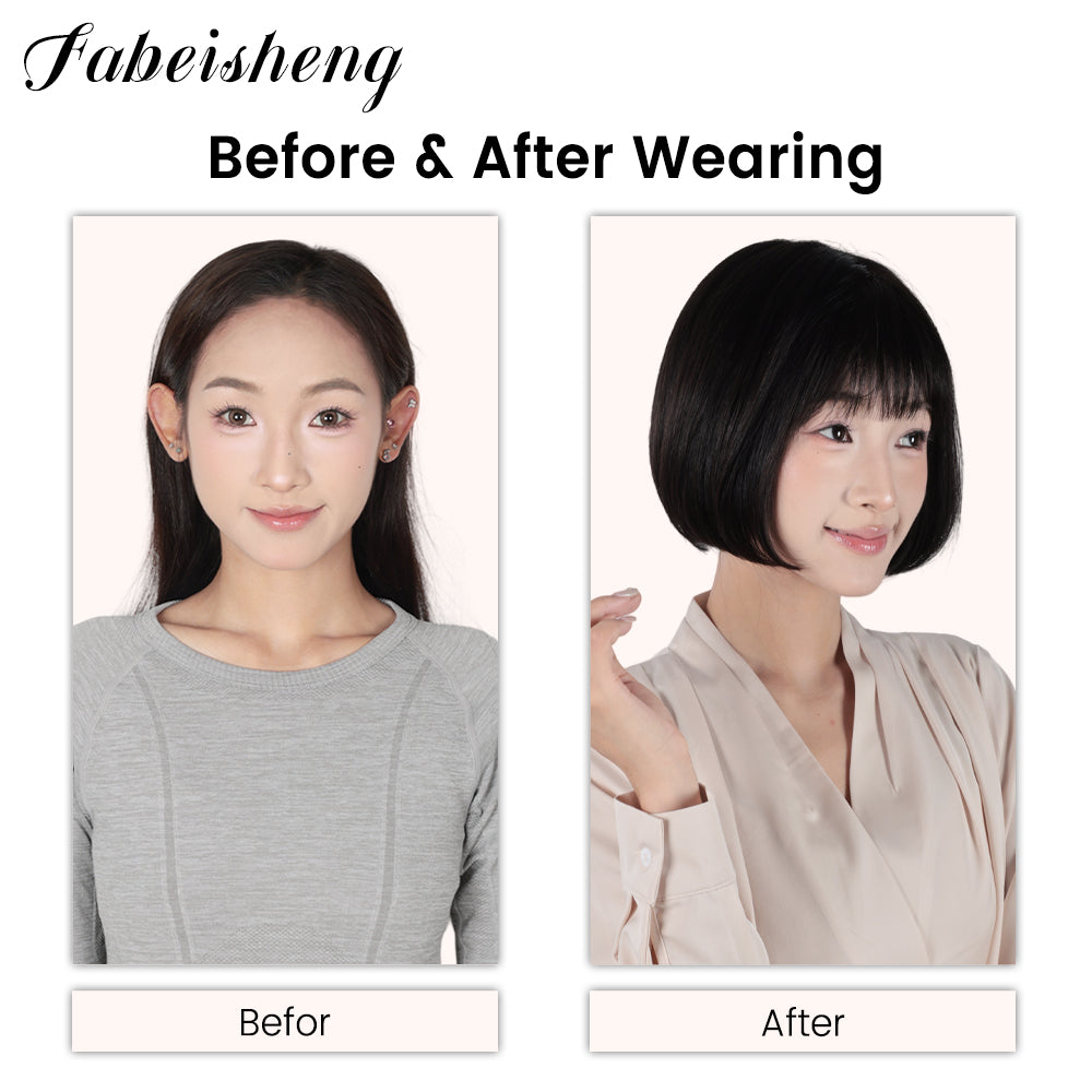 FBS Simulated Scalp Blunt Bangs Sleek BOB wig