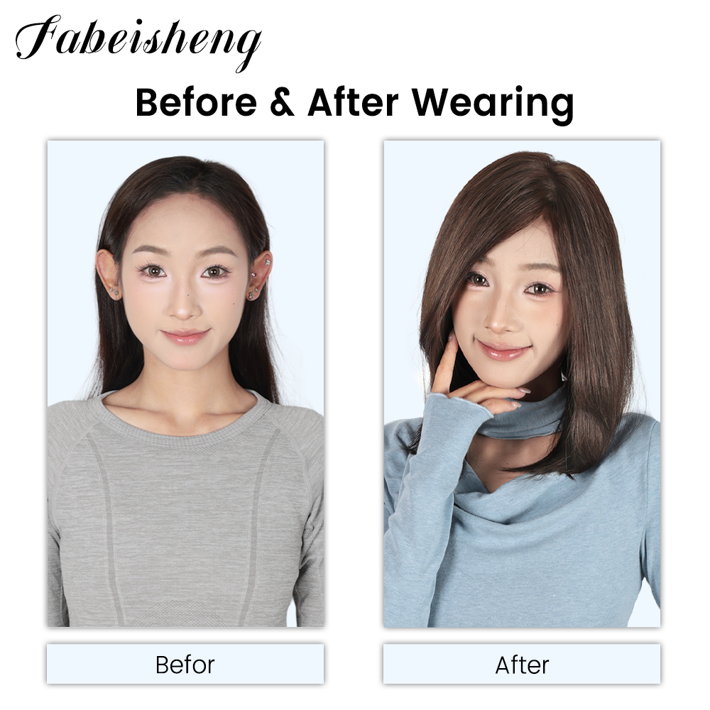 FBS Simulated Scalp Partial Bangs Clavicle natural straight Hair  Collarbone Cut Wig