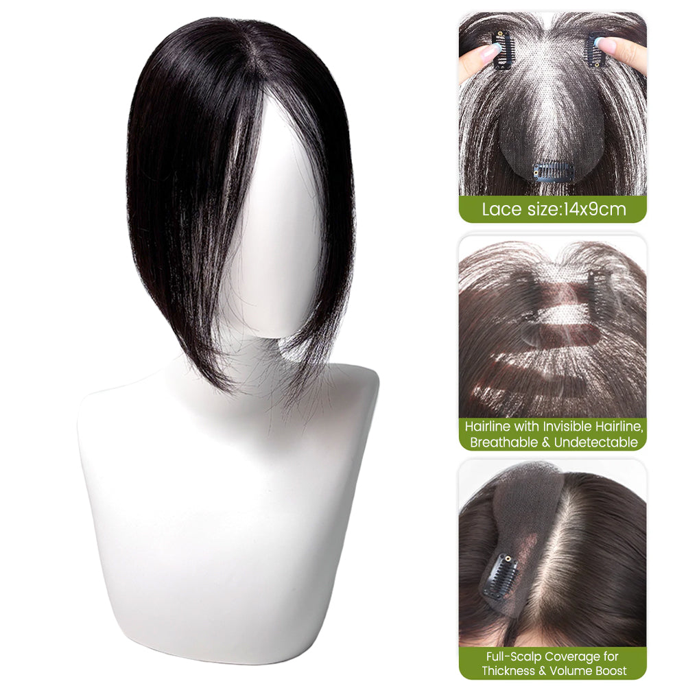 FBS Natural Color Straight Hair Curtain Bangs Lace Topper