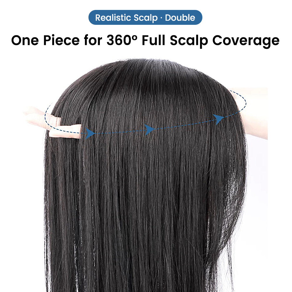 FBS Simulated Scalp Natural Color Partial Bangs Clavicle Wavy Hair Topper
