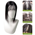 FBS Natural Black Color Straight Hair Air Bangs Lace Topper